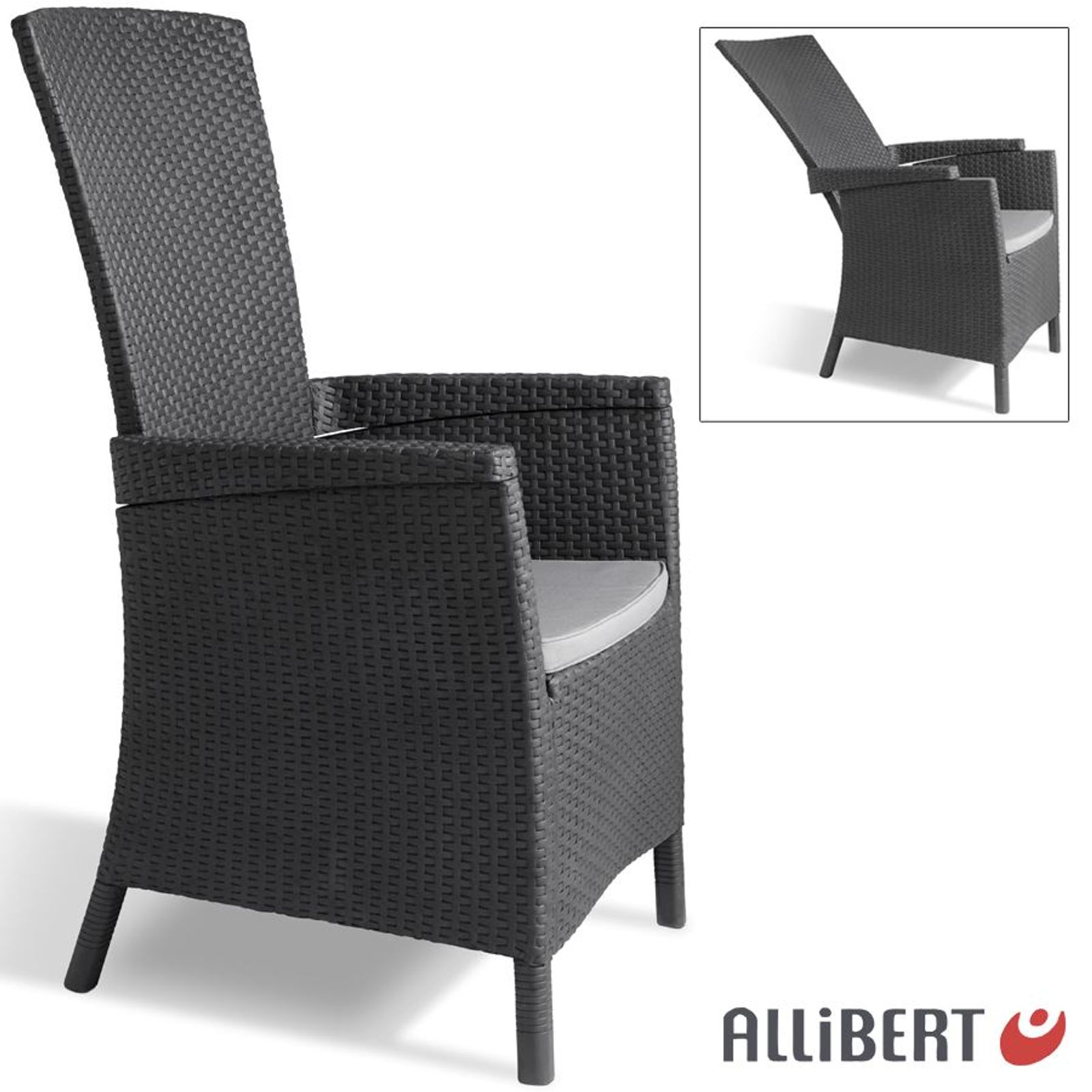 Allibert Lida Gartensessel 4-fach Verstellbar Liegestuhl Gartenstuhl Terrasse