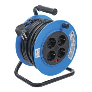 BGS Kabeltrommel 3360, 15 m, 3x1,5 mm², 4 Steckdosen, IP 20, 3000 W