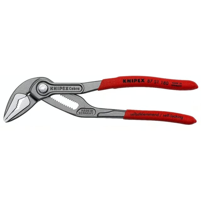 KNIPEX 87 51 180 SB Cobra® ES Wasserpumpenzange extra-schlank mit rutschhemmendem Kunststoff überzogen grau atramentiert 180 mm