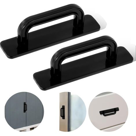 Set Mit 2 Selbstklebenden Balkontürgriffen, 100 Mm Selbstklebende Möbelgriffe, Schwarzer Fenstergriff, Kein Bohren Erforderlich