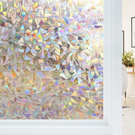 Elektrostatische Fensterfolie Mit Regenbogeneffekt, Dekorative Sichtschutzfolie, 3d-fensterfolie Mit Uv-schutz, Ideale Verdunkelungsfolie 45 X 200 Cm