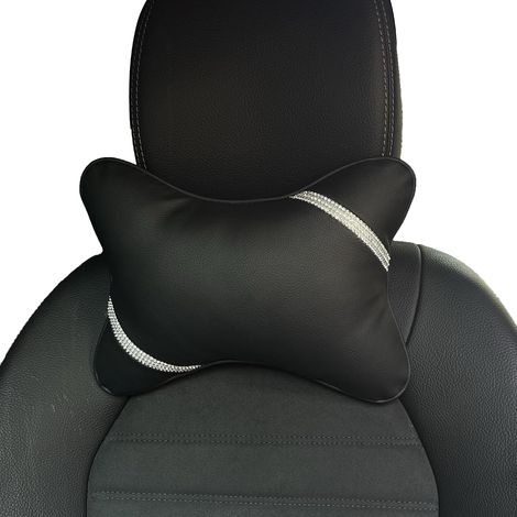 Auto-kopfstützenkissen Mit Strasssteinen, Auto-kopfstützenkissen Aus Leder Und Baumwolle, Nackenkissen Für Autositze, Bürostühle, Gaming-stühle, 1 Stück (black Diamond G)