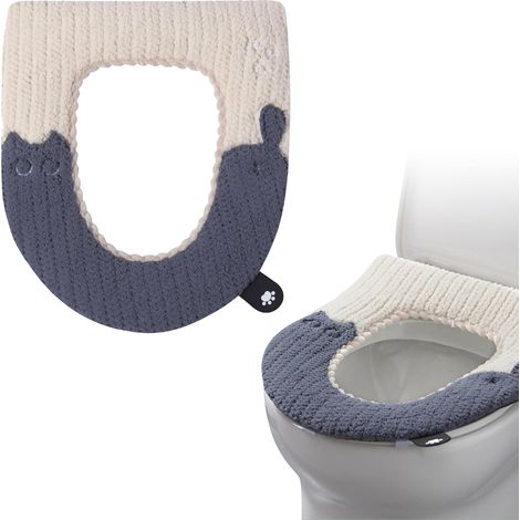 Wc-sitzbezug, Wc-sitzheizung Mit Griff, Wc-sitzbezug Mit Katzenmotiv, Waschbarer Wc-sitzbezug (dunkelgrau)