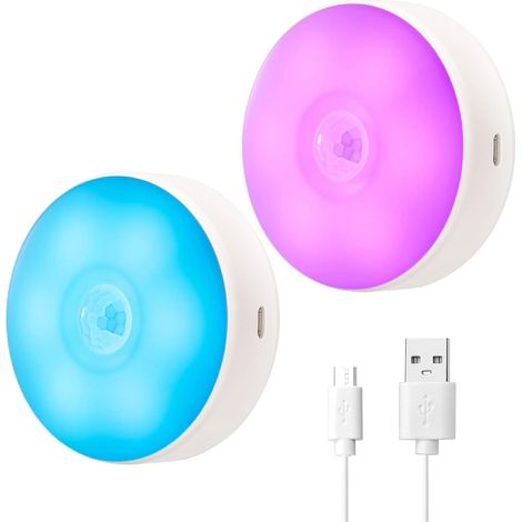 Led-nachtlicht Mit Bewegungssensor, Usb-aufladbar, 8 Lichtfarben, 3 Betriebsmodi, Magnetfuß Zur Befestigung An Beliebigen Stellen, Nachtlicht
