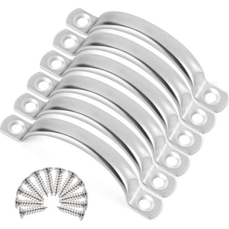 Set Mit 6 Hohlen Edelstahl-türgriffen Für Küchenschubladen, Schlafzimmer, Schranktüren, Gebürstete Silberoberfläche Mit Schrauben, 95 Mm, Silber.