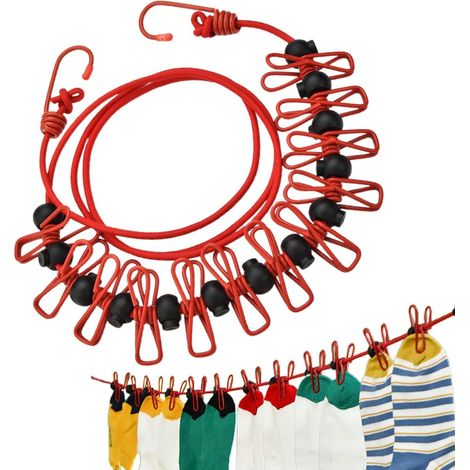Wäscheleine, Camping-wäscheleine, Elastische Wäscheleinen Mit Windfesten Klemmen Für Balkon, Badezimmer, Garten