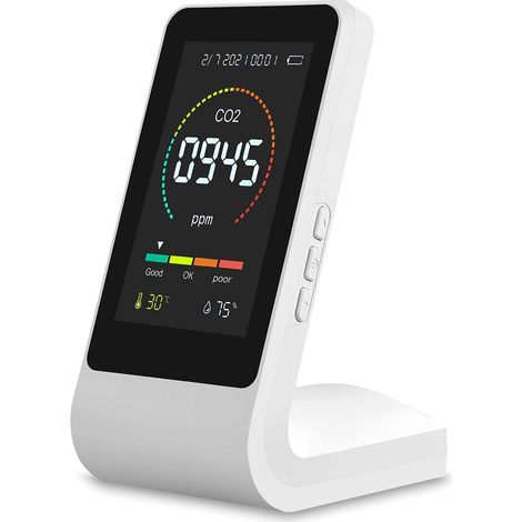 Co2-detektor Für Innenräume – Digitale Led-anzeige – Automatischer Alarm Bei 1000 Ppm – Lange Lebensdauer Mit Usb-c-netzteil