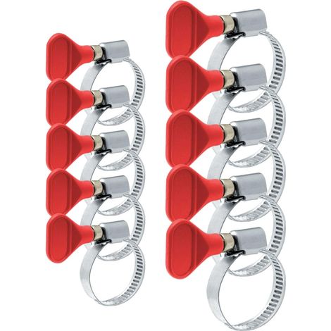 Set Mit 10 Verstellbaren Schlauchschellen – 16–27 Mm – 25–40 Mm – Mit Griff – Für Wasser-, Gas-, Garten- Und Schwimmbadschläuche