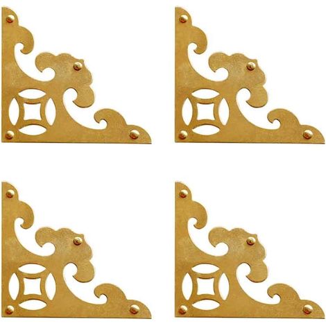 Set Mit 4 Vintage-eckenschützern Aus Antikem Messing Mit Schrauben - Schmuckkästchen Aus Holz - Geschenkbox Für Schrank, Truhe, Accessoires, Kantenschutz (gold)