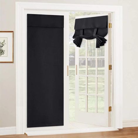 Stück Verdunkelungsvorhang Für Türen, 173 × 66 Cm, Wärmeisolierend, Blickdicht, Mit Klettverschluss, Für Fenstertüren (schwarz)