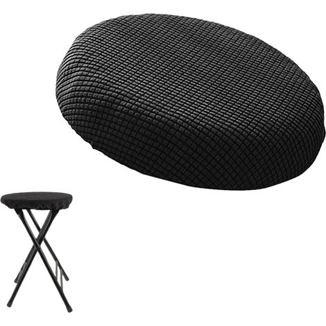 Waschbarer Elastischer Hockerbezug, Runder Dehnbarer Stuhlkissenbezug Für Büro, Esszimmer, Bar, Hochzeit (schwarz)