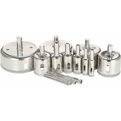 14-teiliges 3-70 Mm Glaslochsägen-set, Diamantbeschichtete Kernlochsäge Für Marmor, Fliesen, Keramik, Glas Und Porzellan