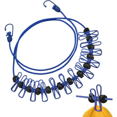 Reise-wäscheleine, Windbeständige, Elastische Wäscheleine Mit Windfesten Clips Für Balkon, Badezimmer, Garten