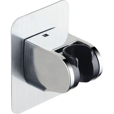 Duschkopfhalterung Ohne Bohren Mit 3m-klebeband – Verstellbare Duschkopfhalterung (45°), Universal-duschkopfhalterung, Handbrause, Wandmontage, Chrom, Silber