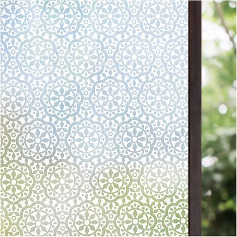 Elektrostatische Sichtschutzfolie, Selbstklebend, Verdunkelnd, Mattiertes Dekorglas Mit Blumenmuster, Uv-beständiger Sichtschutz, 45 X 200 Cm