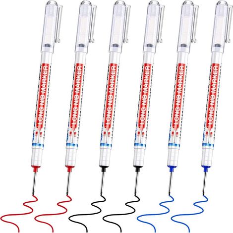 6-teiliges Set Tieflochmarker, Permanentmarker Mit Langer Spitze, Zimmermannsbleistift-set, Tieflochmarker, Zimmermannsmarker, Massivholzbleistift, Präzisionskantenmarker