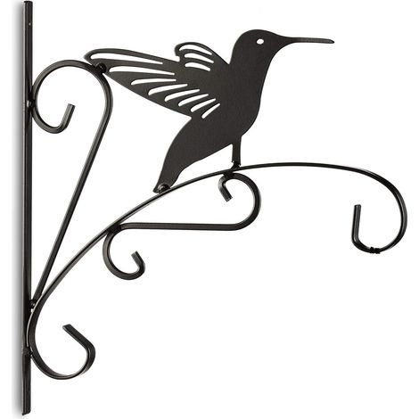 Wandhaken Für Pflanzen, Hängeampel Für Vögel, Metallblumentopf, Gartendekoration, H X B X T 30 X 28 X 2 Cm, Schwarz