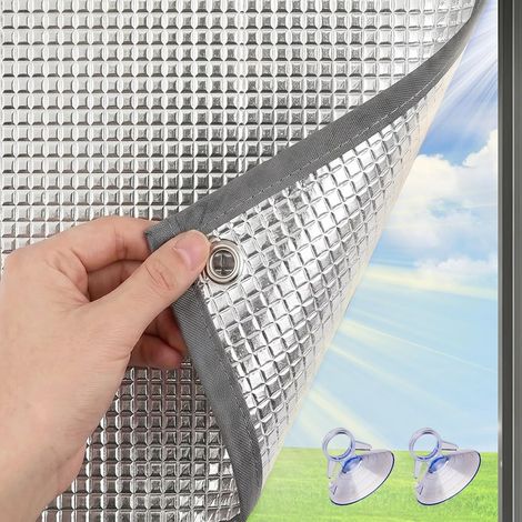Wärmedämmende Fensterfolie, Wärmereduzierende Sonnenschutzfolie Mit Saugnäpfen, Wiederverwendbare Aluminium-fensterfolien, Uv-schutzfolien 100x60