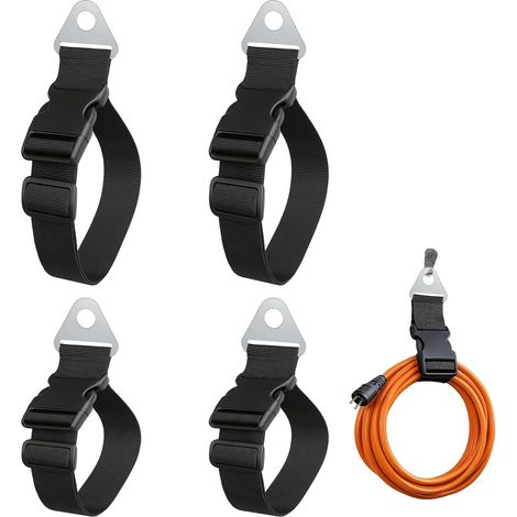 Aufbewahrungsgurte Mit Metallhaken, 4er-set Verstellbare Gurte Aus Strapazierfähigem Nylon, Wiederverwendbare Wandgurte Für Schläuche, Kabel, Seile Und Werkzeuge In Der Garage