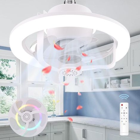 E27 Ventilatorlampe, Deckenventilator Mit Licht Und Fernbedienung (weiß, 28 Cm)