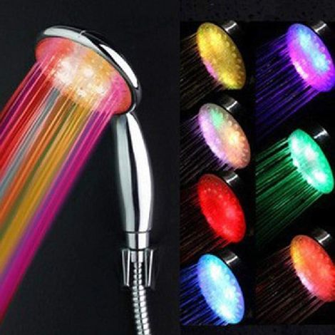 Led-duschkopf, Hochdruck-duschkopf Mit 7-farbigen Led-leuchten, 2 Regenmodi, Spart 40 % Wasser