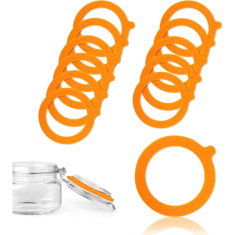 Packung Mit 12 Silikondichtungen Für Le Parfait Gläser 70 X 95 Mm Gummideckelclip Glas (orange)