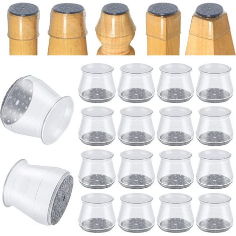 16 Stück Stuhlbeinschoner, Kleine Stuhlbeinschoner, Transparente Silikon-bodenschoner Für Stuhlbeine Mit Filzgleitern (passend Für: 23-32 Mm)