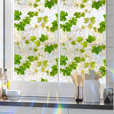 Blendschutzfolie, Fensteraufkleber Mit Pflanzenblattmotiv, Verdunkelungsfolie, Fensteraufkleber Mit Grüner Ranke, Dekorativer Aufkleber Für Schlafzimmer Oder Büro, 40 X 100 Cm