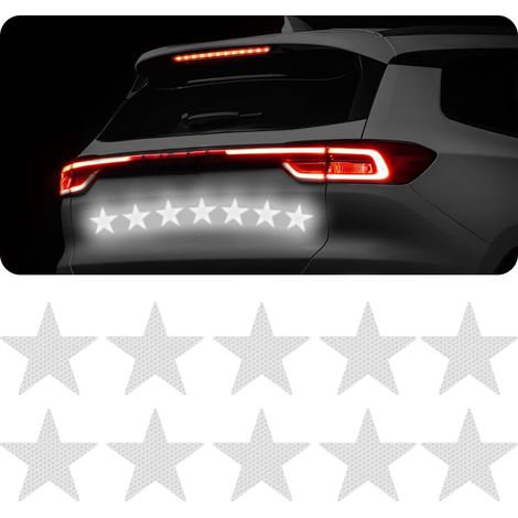 10 Stück Sternförmige Reflektierende Warnaufkleber, Hochintensive Reflektierende Aufkleber Für Autos, Sternförmige Reflektierende Aufkleber Für Motorräder (weiß)