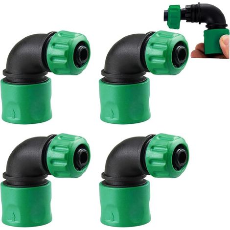 Set Mit 4 Schnellkupplungs-winkeladaptern Für 12-13 Mm Gartenschläuche, 90-grad-schnellkupplungs-winkel, Gartenschlauchadapter (grün)