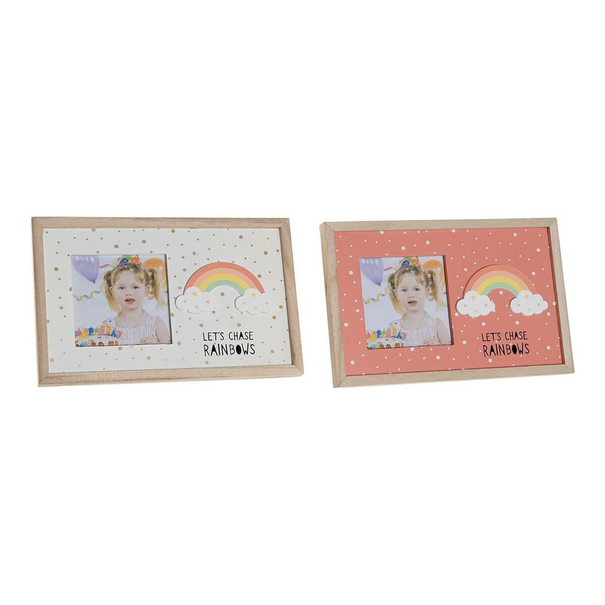 Fotorahmen - Dkd Home Decor - Regenbogen - Mdf-holz - 2 Stück - 25 X 1 X 16 Cm