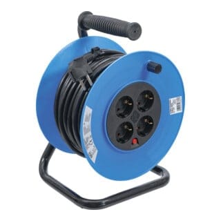 BGS Kabeltrommel 3361, 25 m, 3x1,5 mm², 4 Steckdosen, IP 20, 3000 W