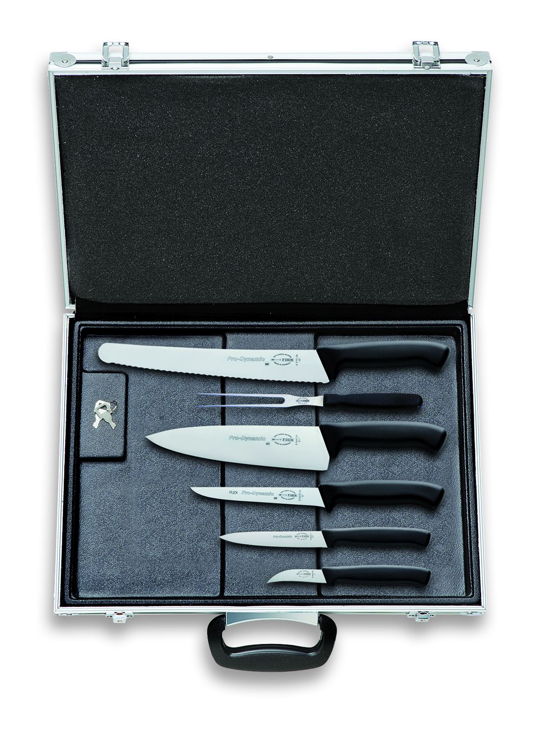 Messer-set Prodynamic Magnetkoffer Kochmesser Messer Fleischgabel - F.dick
