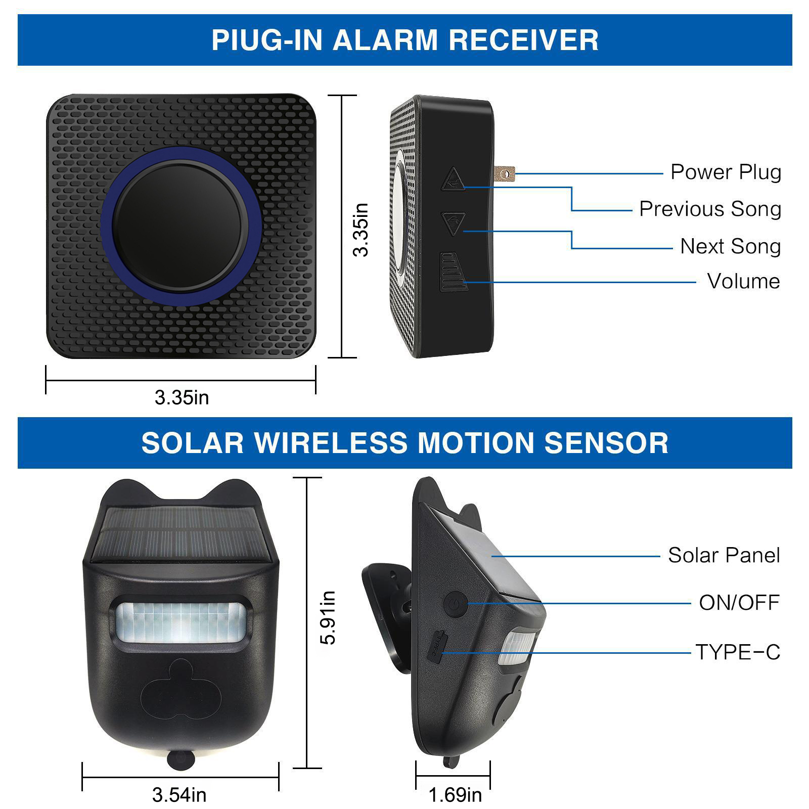 Solarbetriebenes Einfahrtsalarmsystem Mit Großer Reichweite (300 M), Kabellos, Wasserdicht (ip60), Infrarot-bewegungsmelder, Diy-sicherheitsalarmsystem Zur Überwachung Und Zum Schutz Ihres Außengeländ