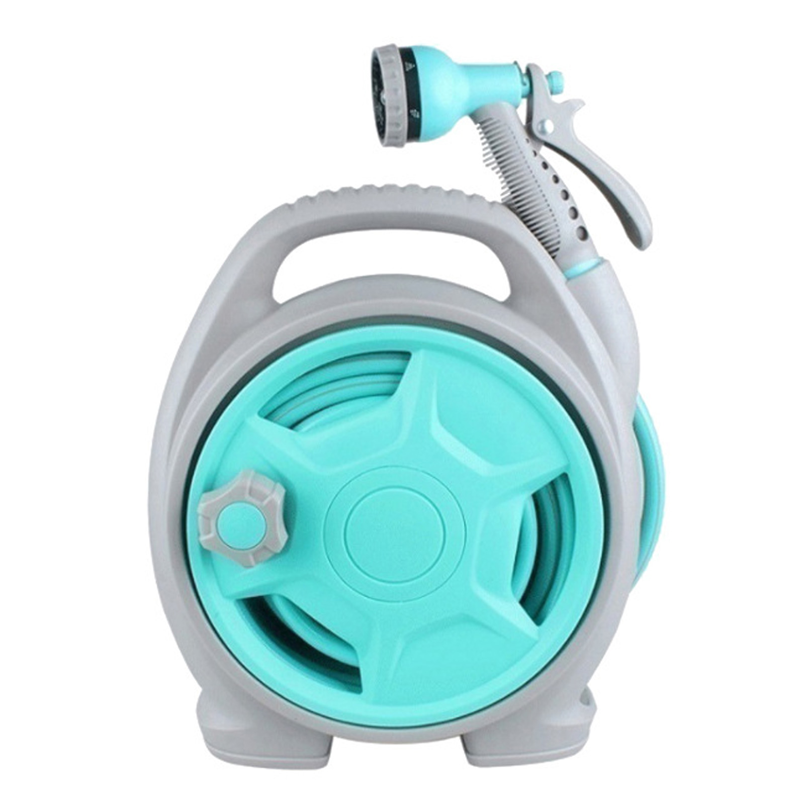 Einziehbare Gartenschlauchtrommel Mit 6-in-1-sprühdüse, 15 M Schlauch, Tragbare Trommel Mit Automatischer Strahlsperre Und Schlauchaufbewahrungshalterung, Standard-1/2-3/4-zoll-anschluss Zum Bewässern