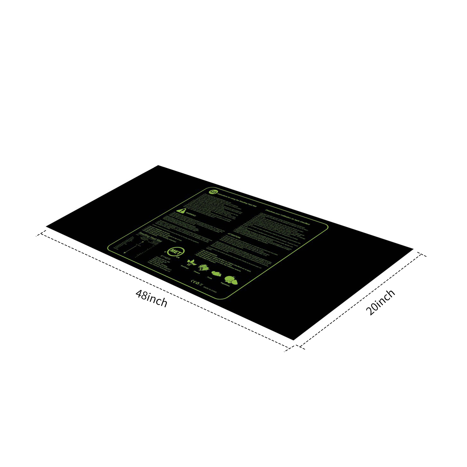 100-w-heizmatte Für Sämlinge, Robust Und Wasserdicht, Ideal Für Blumen, Obst Und Gemüse. Digitale Unterstützung Für Wachstum, Keimung Und Vermehrung Von Sämlingen (122 X 51 Cm). Wärmende Hydrokultur-h