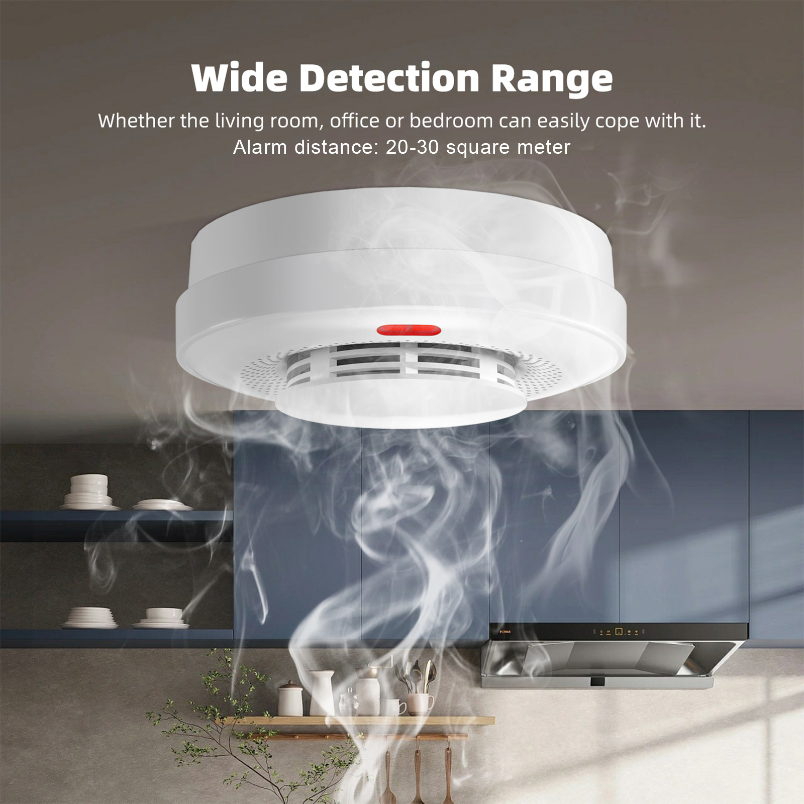 Intelligenter Wlan-rauchmelder Mit Automatischer Überprüfung, Tuya-app, 360°-erkennung, Fernbedienung Für Zuhause, Wohnmobil, Hotel Und Büro, Multifunktionale Luftqualitätsüberwachung, Leistungsstarke