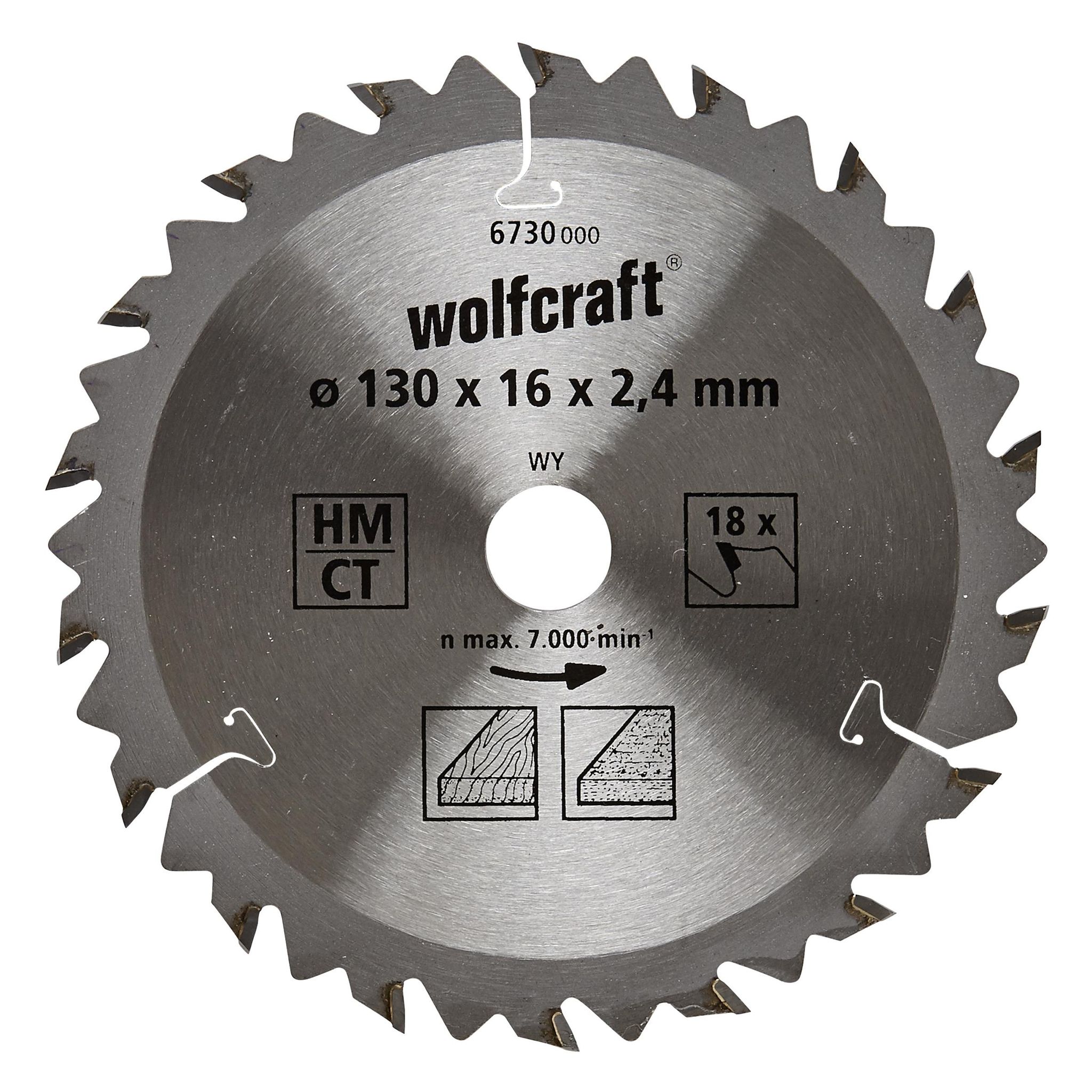 Wolfcraft Hm-kreissägeblatt, 18 Z,ø 130x16x 2,4mm