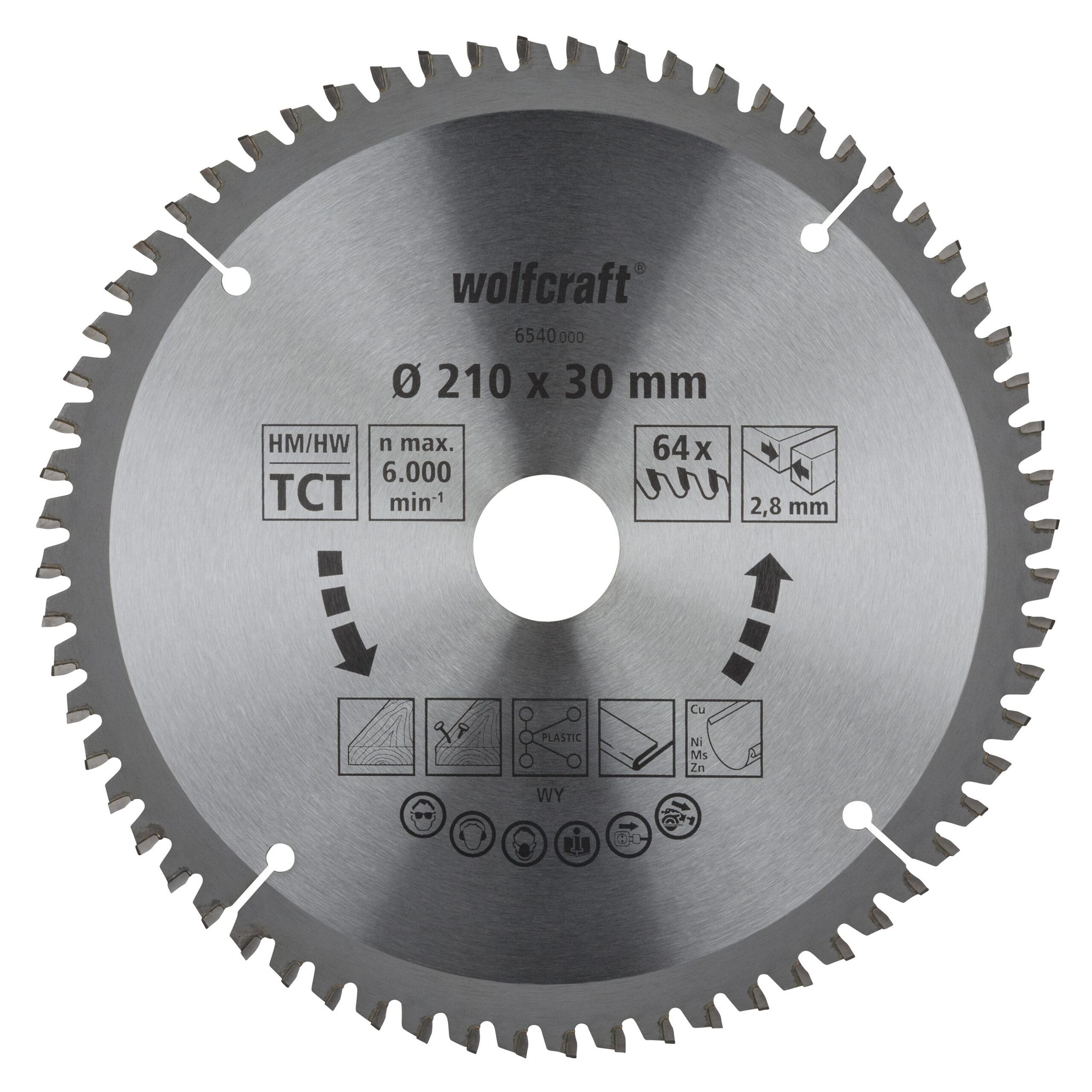 Wolfcraft 1 Kapp/gehr.sägeblatt Hm 64 Zähne Ø210mm - 6540000