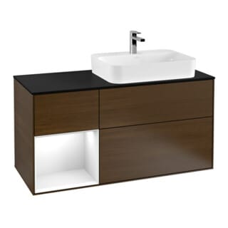V&B Waschtischunterschrank Finion 120cm, Pl b m, Rg l glo wh. Lac, wal ven