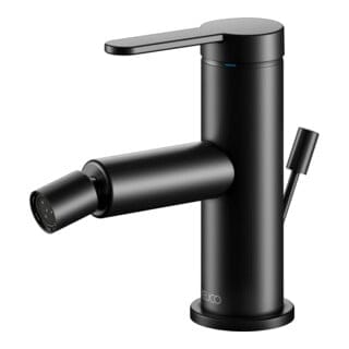 Keuco Bidet-Einhebelmischer IXMO Flat Ausl. 110mm, m Abl.garn, schwarz matt
