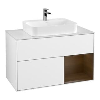 V&B Waschtischunterschrank Finion 100, Pl w m, Reg re wal ven, glo wh. Lac