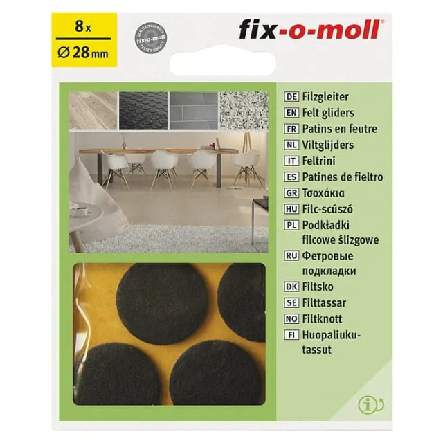 fix-o-moll SUKI, Gleiter rund, Durchmesser 28mm zum Kleben Filz braun