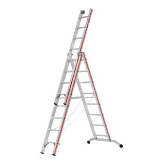 Hymer Stufen-Mehrzweckleiter 3-teilig, 2x8 Sprossen + 8 Stufen