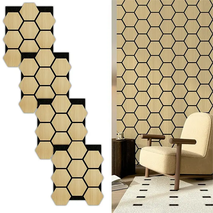 Sonido Akustikpaneel Hexagon (New Light Oak, L x B x S: 760 x 574 x 18 mm, 4 Stk.)