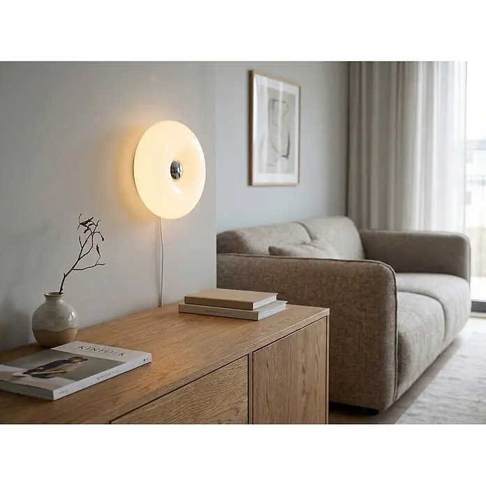 Eglo LED-Tischleuchte rund Basile (8 W, Ø x H: 30 x 12 cm, Weiß, Warmweiß)