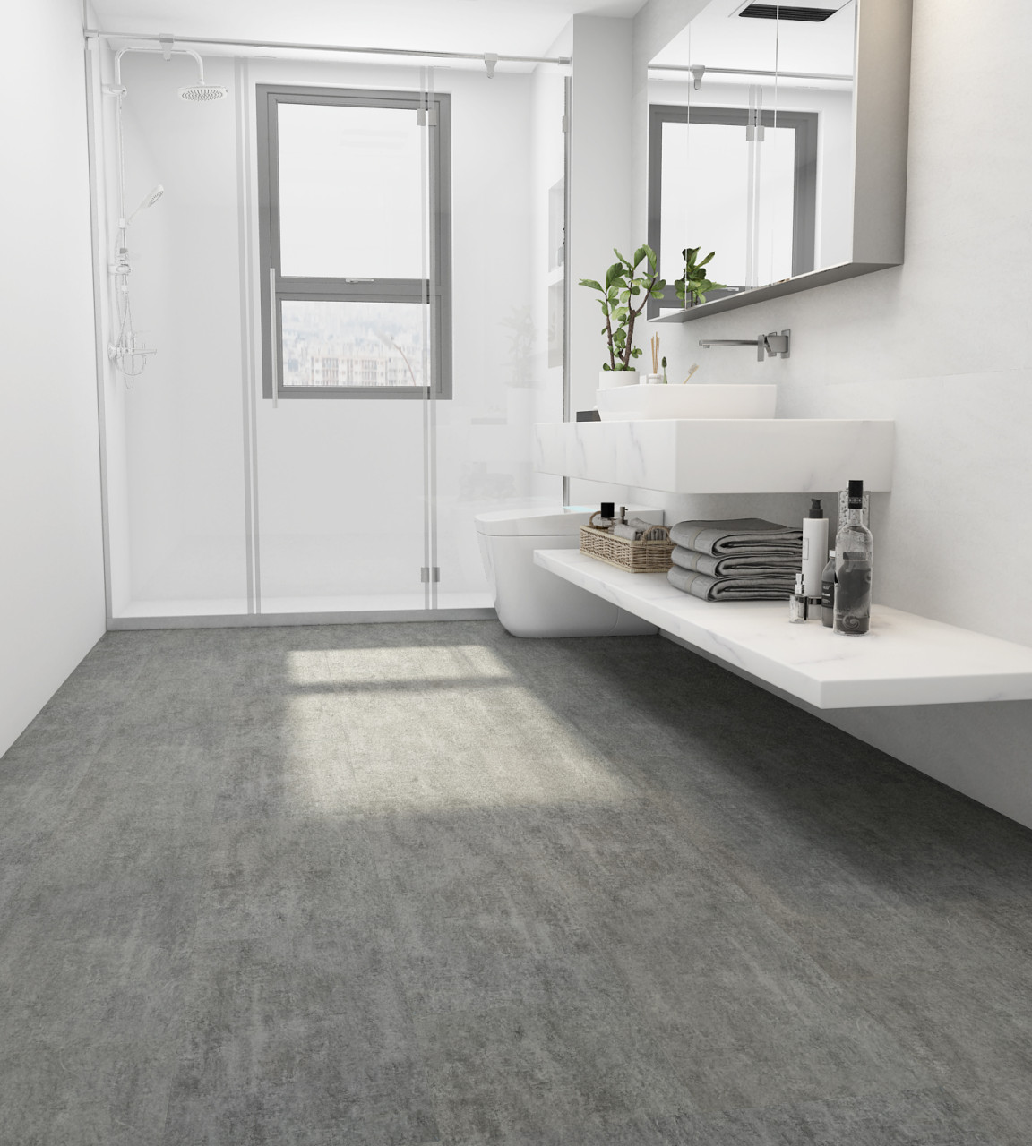 TrendLine Vinylboden Fliese mit Trittschalldämmung Betonoptik grau