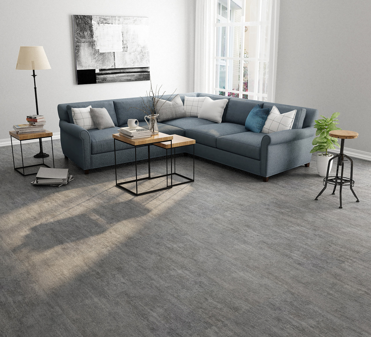 TrendLine Vinylboden Fliese mit Trittschalldämmung Betonoptik grau Bild 2