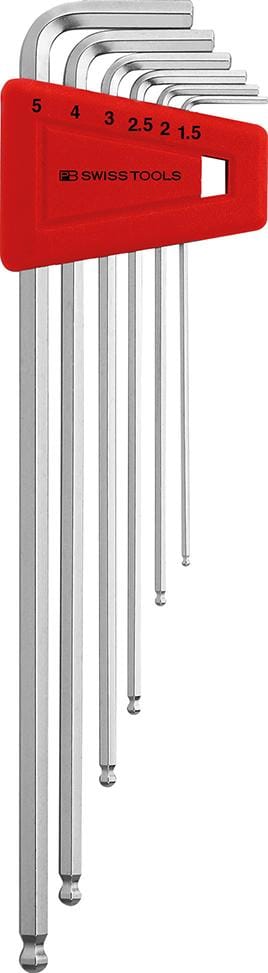 PB Swiss Tools Winkelschraubendreher- Satz im Kunststoffhalter 6-teilig 1,5-5mm lang Kugelkopf