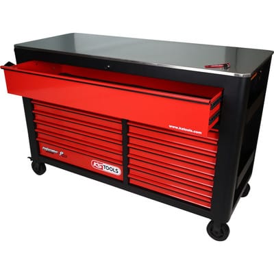KS Tools PERFORMANCEplus P45 SCHWARZ/ROT Werkstattwagen mit 14 Schubladen